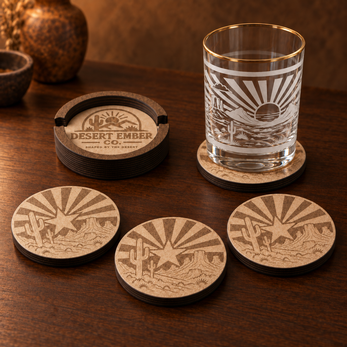 Gold Halo Glass + Coaster Gift Set