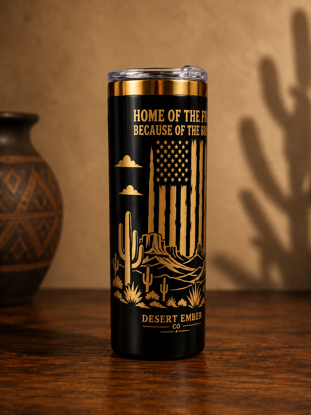 Because of the Brave 20oz skinny tumbler — left view