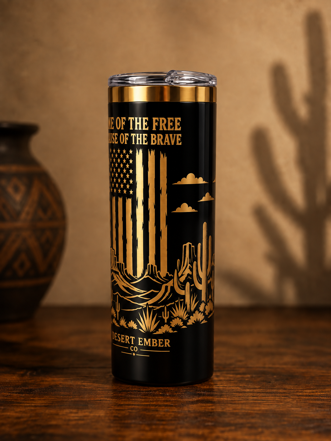 Because of the Brave 20oz skinny tumbler — right view