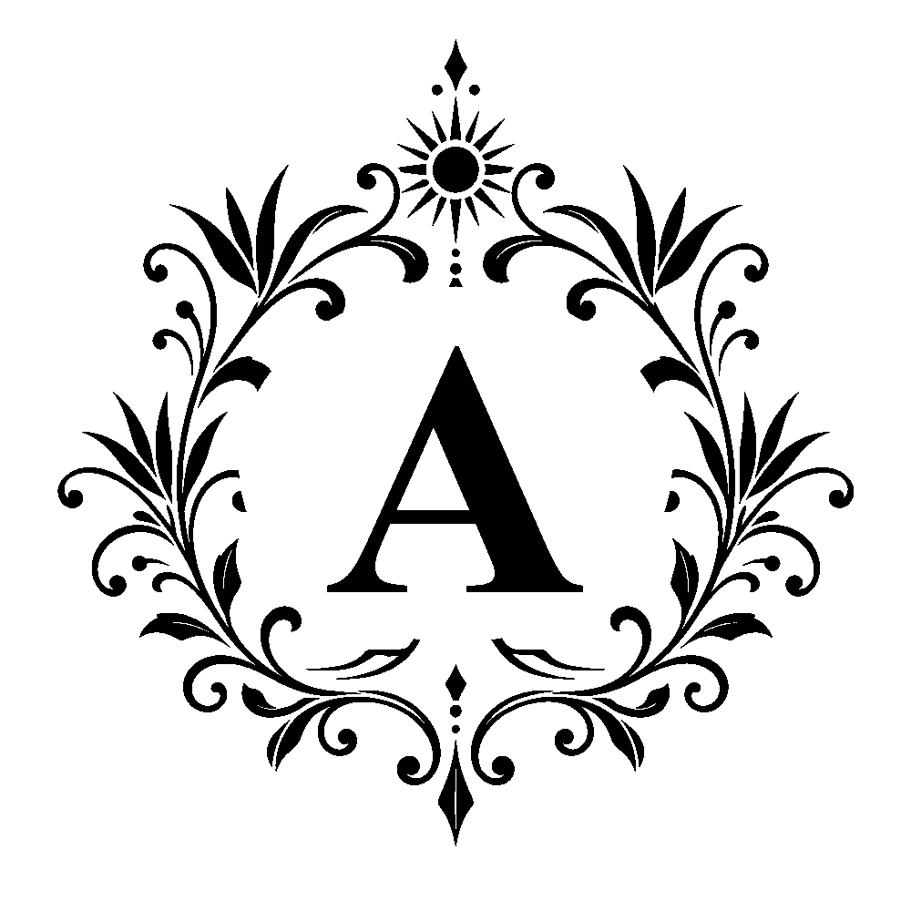 Letter A surname monogram design for Custom Decanter Gift Set