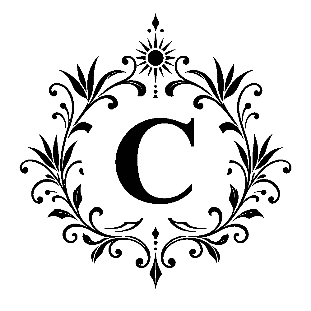 Letter C surname monogram design for Custom Decanter Gift Set