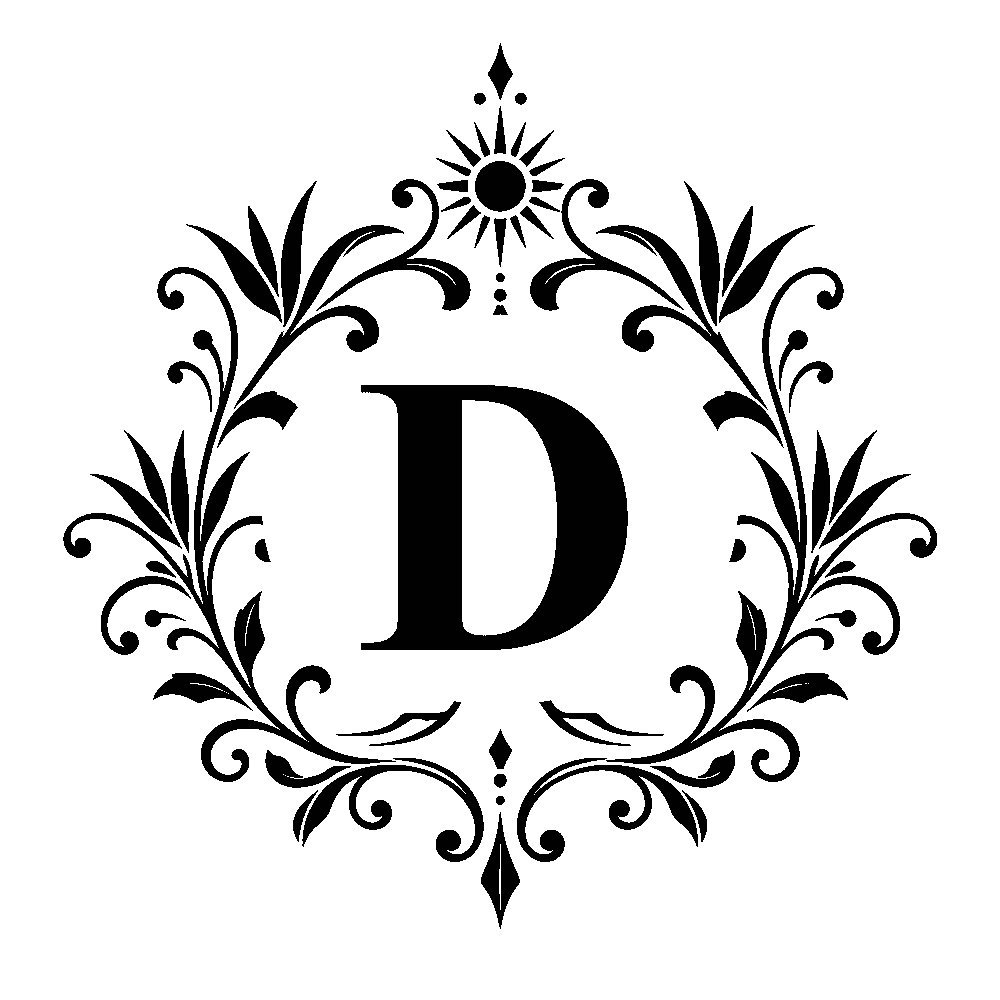 Letter D surname monogram design for Custom Decanter Gift Set