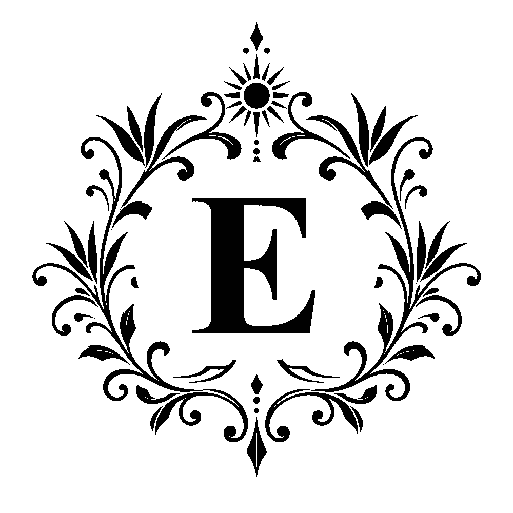 Letter E surname monogram design for Custom Decanter Gift Set