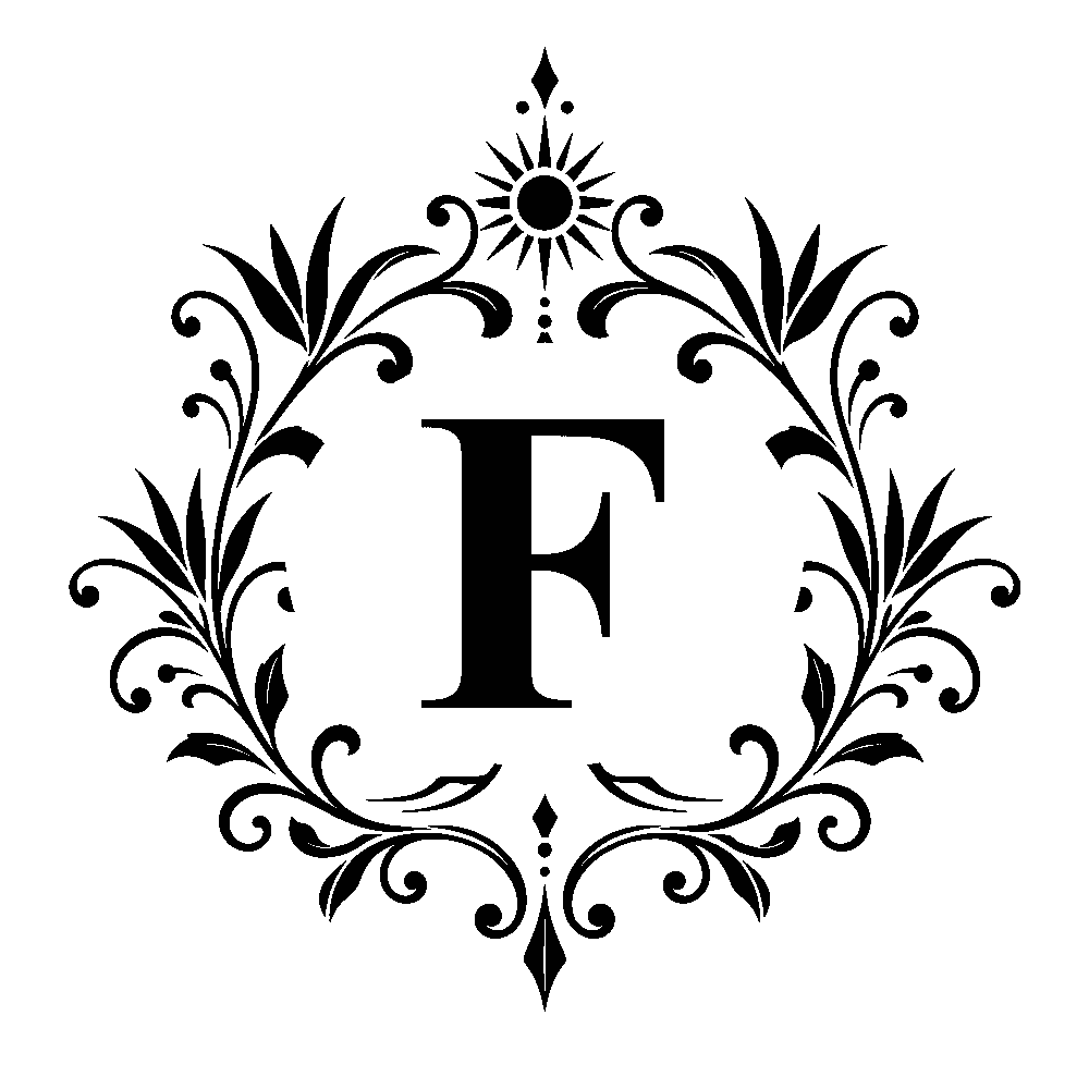 Letter F surname monogram design for Custom Decanter Gift Set