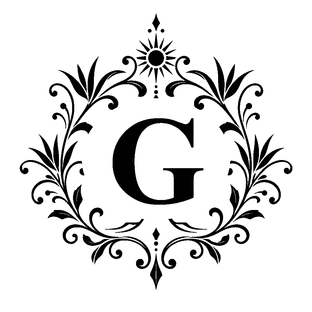 Letter G surname monogram design for Custom Decanter Gift Set