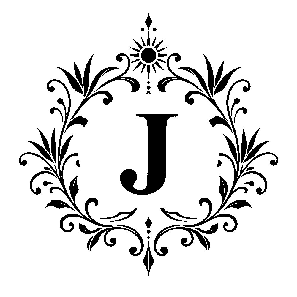 Letter J surname monogram design for Custom Decanter Gift Set