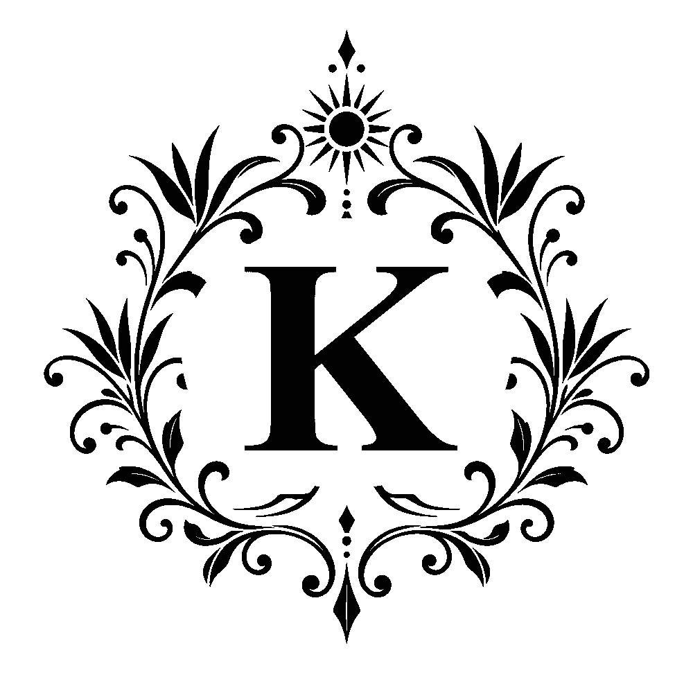 Letter K surname monogram design for Custom Decanter Gift Set