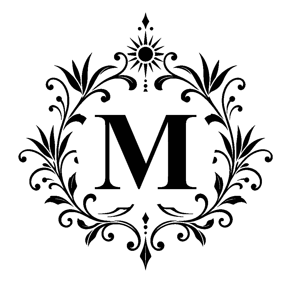 Letter M surname monogram design for Custom Decanter Gift Set