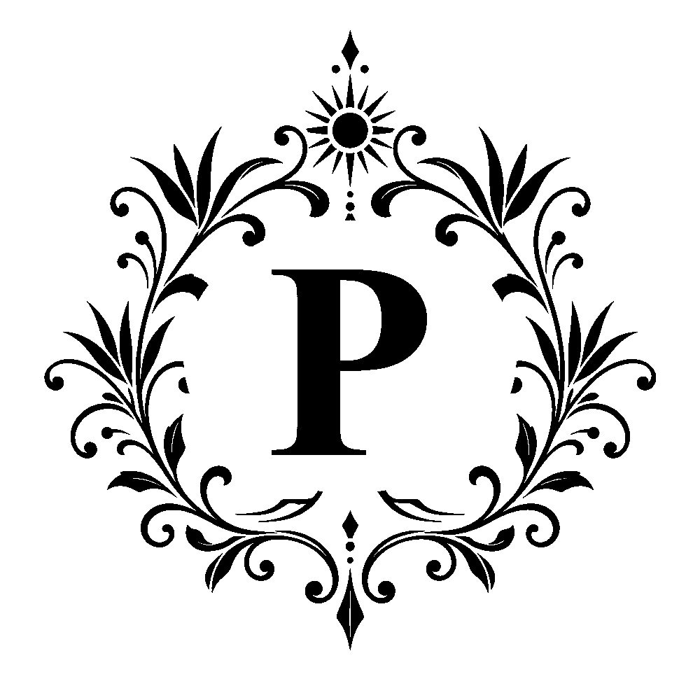Letter P surname monogram design for Custom Decanter Gift Set
