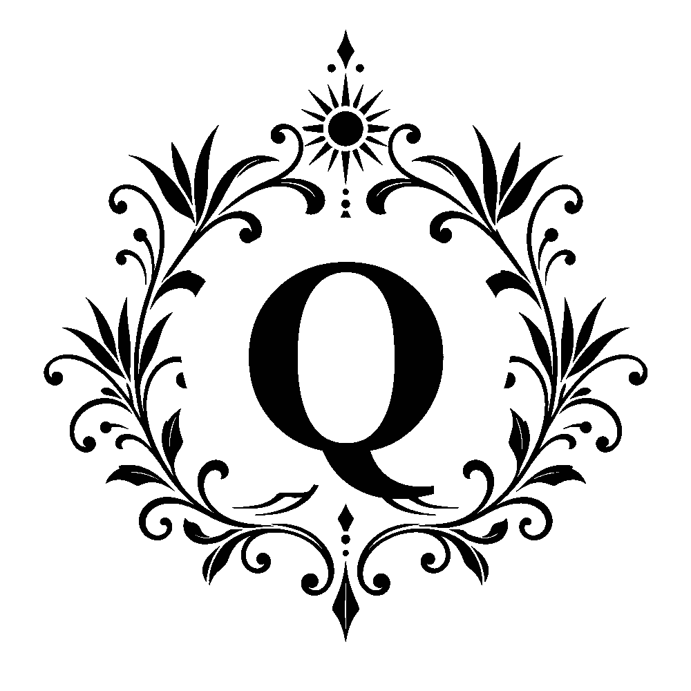 Letter Q surname monogram design for Custom Decanter Gift Set