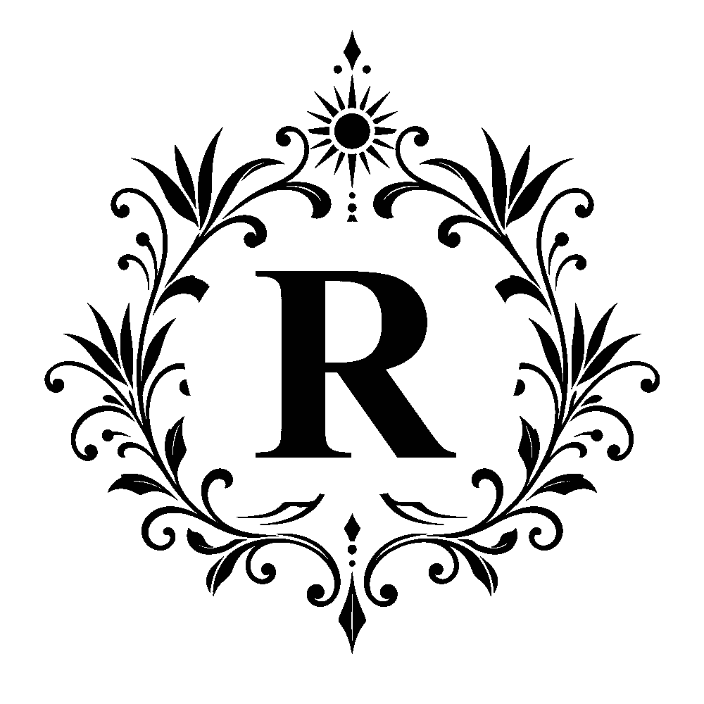 Letter R surname monogram design for Custom Decanter Gift Set