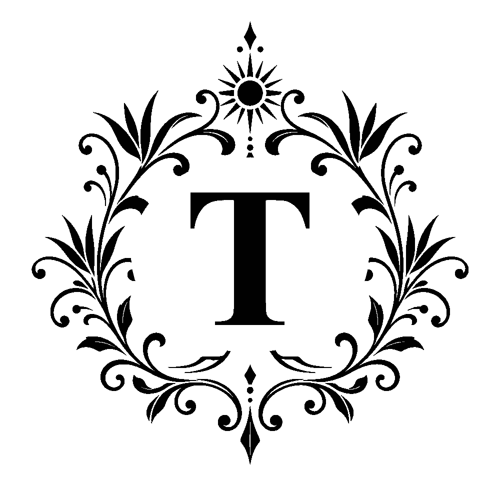 Letter T surname monogram design for Custom Decanter Gift Set