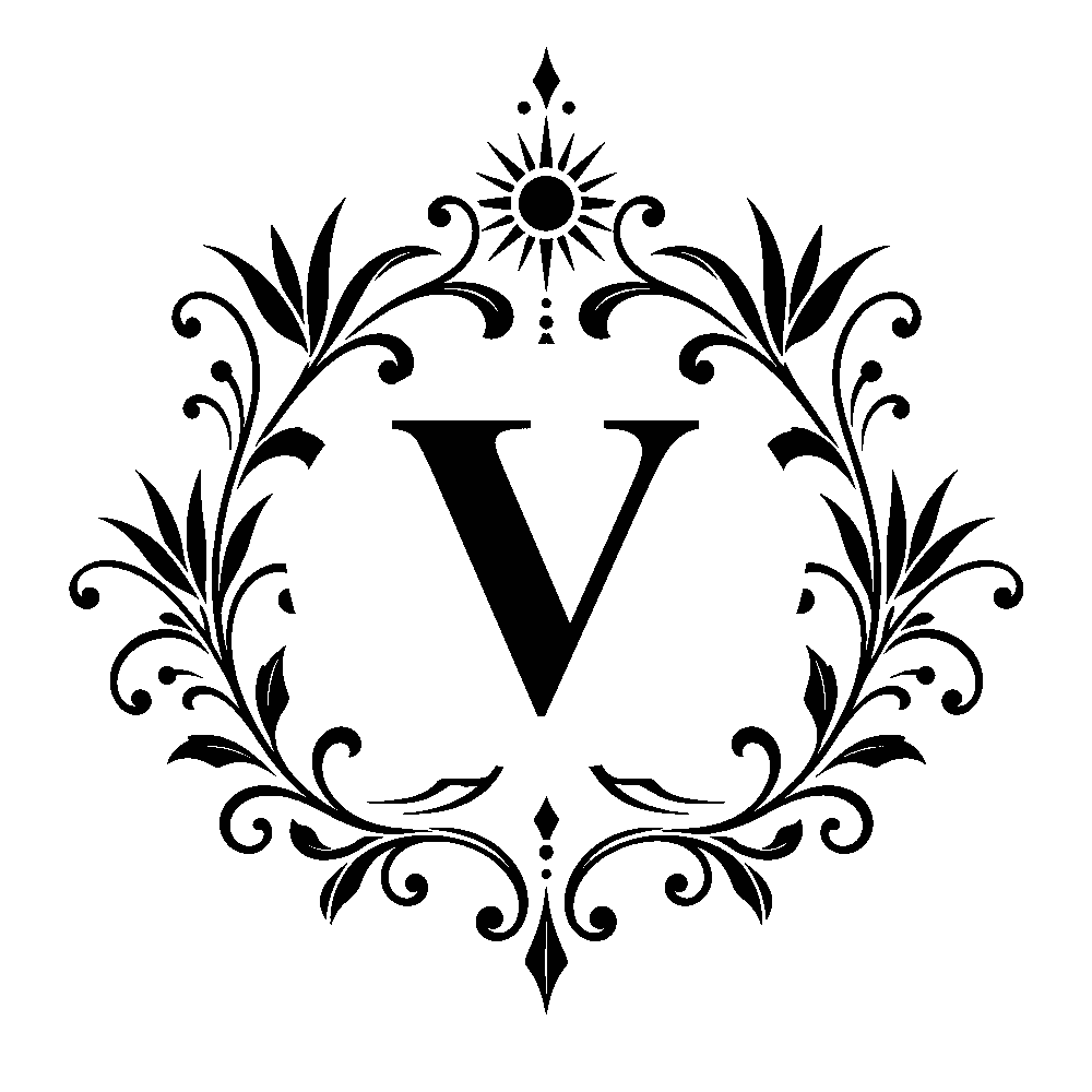 Letter V surname monogram design for Custom Decanter Gift Set