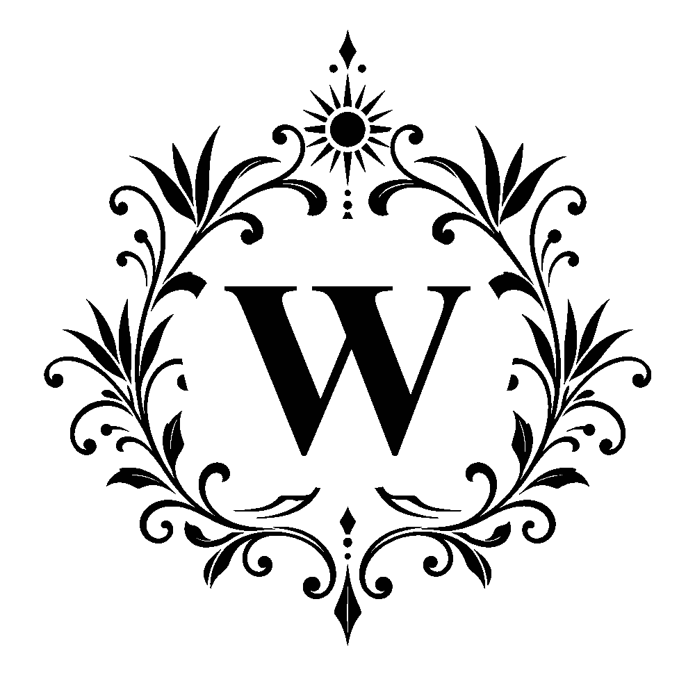Letter W surname monogram design for Custom Decanter Gift Set