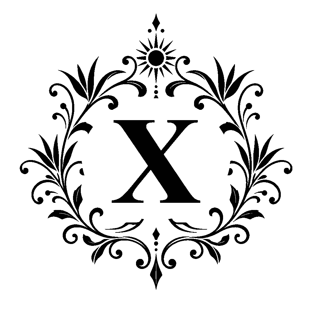 Letter X surname monogram design for Custom Decanter Gift Set