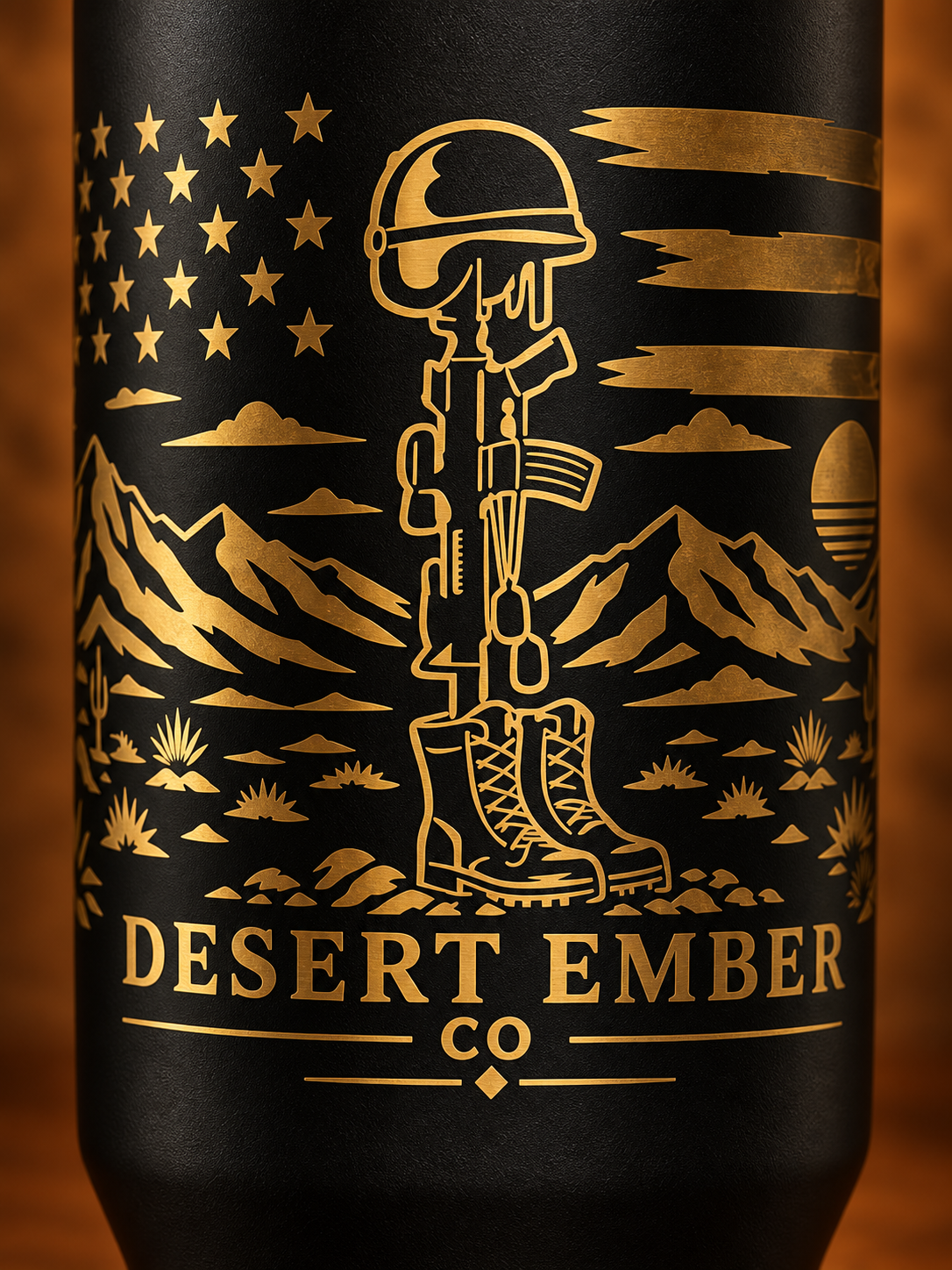 Soldier Cross 40oz Tumbler — close-up rendering