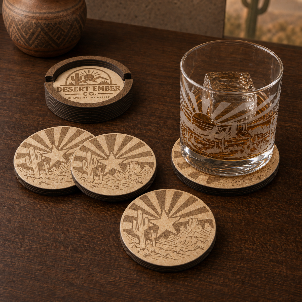 Coaster Set + Holder